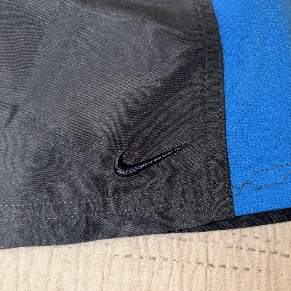 Nike‎ Mens Swim Trunks Shorts XXL Black Blue Lined Athletic Beach Swimwear